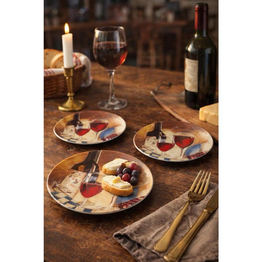Cider House 1990s Wine Motif Ceramic Bread & Butter Dessert Plates Set of 3, 6”